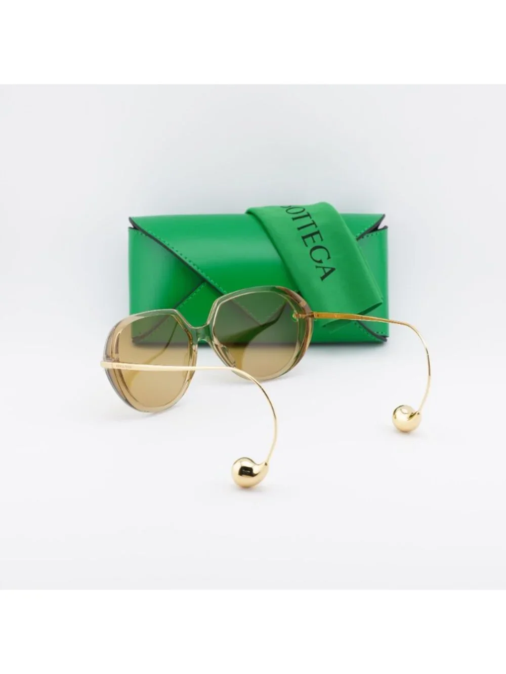Bottega Veneta BV1436S 004 Square Sunglasses - Shiny Transparent Yellow/Gold